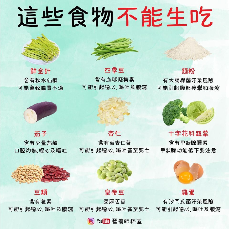 不能生吃的食物