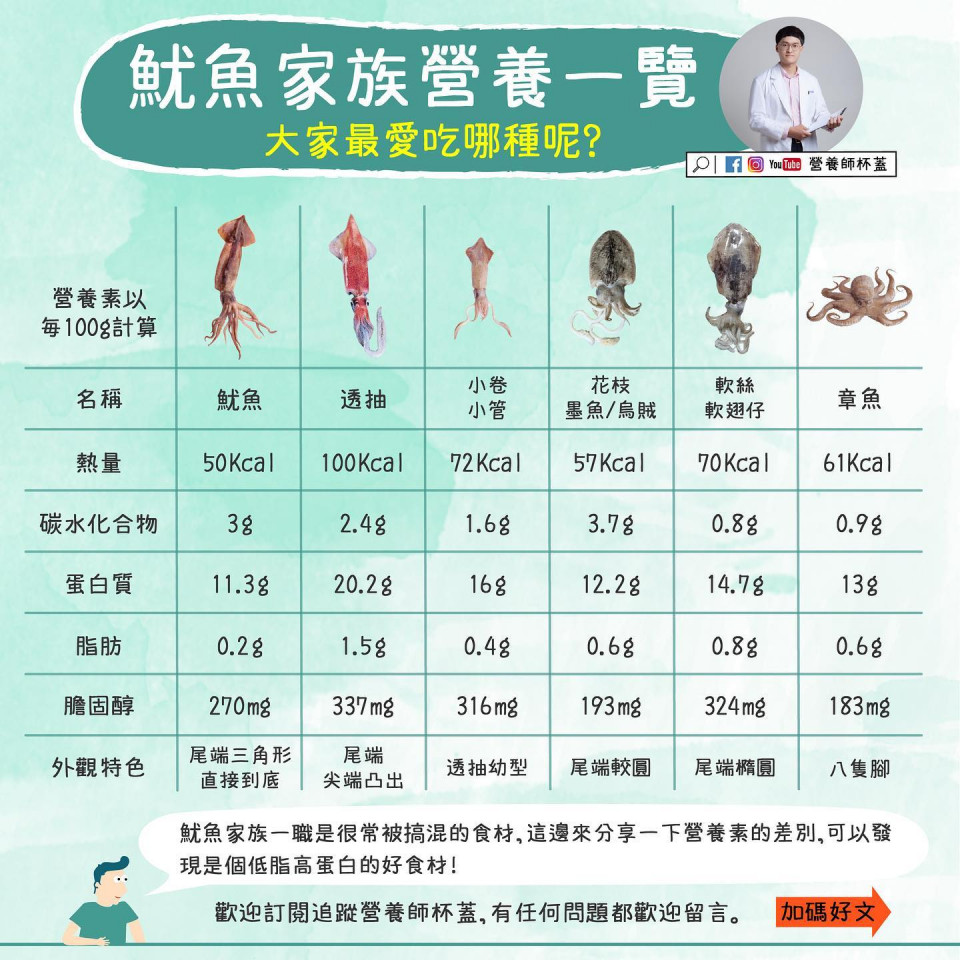 魷魚家族的營養