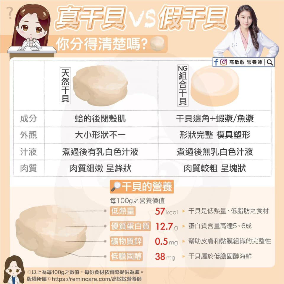 分辨真假干貝